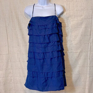 🆕 LOFT 100% Silk Layered Navy Blue A-Line Party Dress